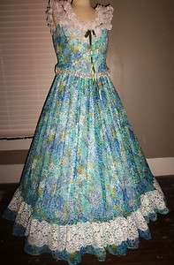 Civil War Southern Belle Victorian Skirt/Blouse Floral Organza Dress 