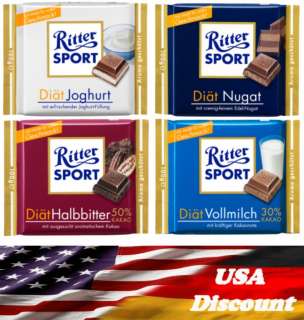 GREAT VALUE  NEW RITTER SPORT DIET  9 x 100g SUGAR FREE Chocolate Bars 