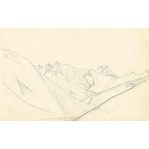   Nicholas Roerich   32 x 20 inches   Sketch of Guri Guri Dhar ridge 1