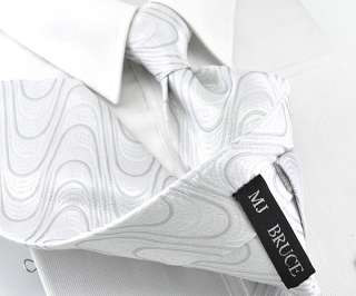   Jacquard Woven silk Mens Tie Ripples necktie set Cufflinks white 129