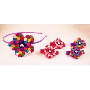  SET of 5 Amazing Ribbon Roll Flowers 4 Mini Hairclip and 1 
