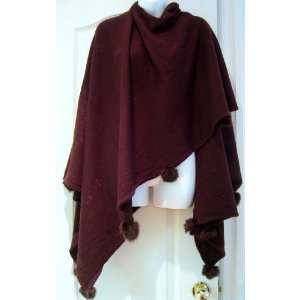  Wrap Cape Shawl Stole Ruana BROWN Wool Blend Kitchen 