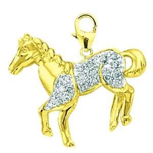   Gold 1/10ct HIJ Diamond Horse Spring Ring Charm Arts, Crafts & Sewing