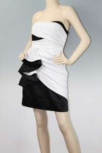 PHOEBE COUTURE TWO TONE STRAPLESS RUFFLED DRESS 4 $330  