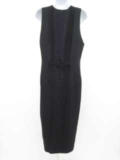 DONNA RICCO Black Wool Calf Length Sleeveless Dress 8  