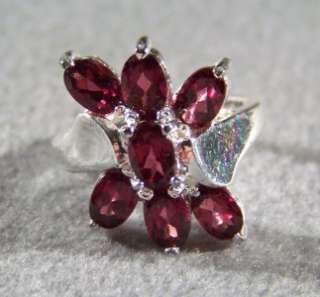   STERLING SILVER 7 LARGE RHODOLITE GARNET FANCY BOLD RING 6  