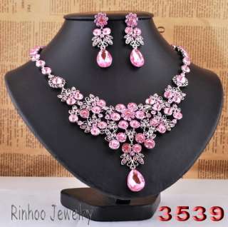   Rhinestone Crystal Beads Prom Bridal Necklace Earrings Jewelry set