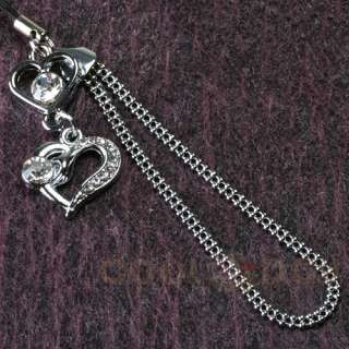 Hearts Mobile Cell Phone  PDA Charm Strap Bling RhineStone Ornament 