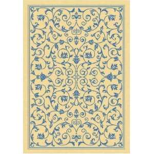   Inch Square Indoor/ Outdoor Square Area Rug, Natural and Blue Home
