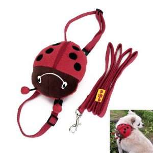    Red Ladybug Beatle Pet Dog Backpack Harness Leash