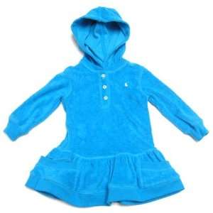 Ralph Lauren Infant Girls Hooded Terry Cloth Dress in Turquoise (9 Mos 