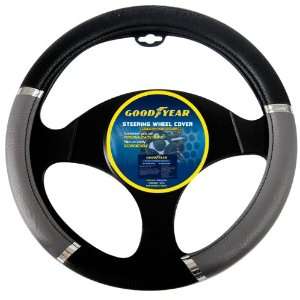  Goodyear GY SWC305 Black/Gray Steering Wheel Cover 