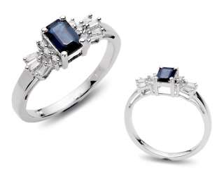 65 ct Sapphire & Diamond Unique 3 Stone Ring 10k White Gold  