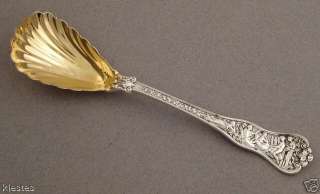 TIFFANY Sterling Silver~OLYMPIAN~Gold Washed Scalloped PRESERVE SPOON 
