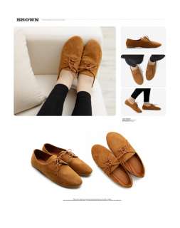 NEW Womens Shoes Faux Suede Lace Ups Ballet Flat Heels Loafers Oxford 