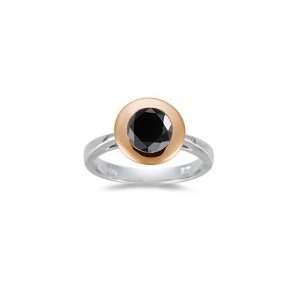  2.47 Cts Black Diamond Solitaire Ring in 10K Two Tone Gold 