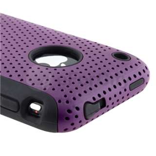  Silicone Rubber Gel Soft/Purple Meshed Hard Case Cover For iPhone 
