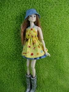 Barbie Momoko Doll Outfit Handmade Set 3 pcs top Casual Skirt & Hat 