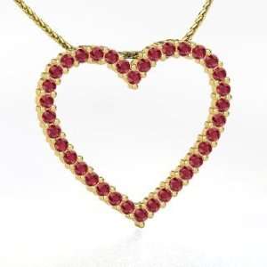  Heartline Pendant, 14K Yellow Gold Necklace with Ruby 
