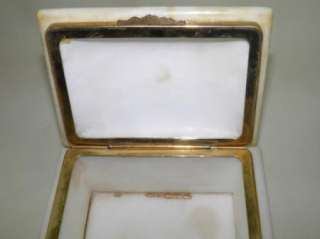Vintage Alabaster Trinket Box with Hinged Lid  