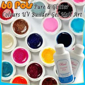 60 x Mix Solid & Glitter Color Nail UV Builder Gel G212  