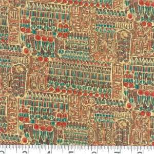  45 Wide Hieroglyphs Stripe Copper Fabric By The Yard 