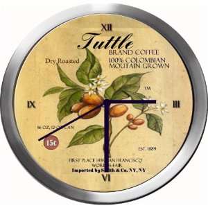  TUTTLE 14 Inch Coffee Metal Clock Quartz Movement Kitchen 