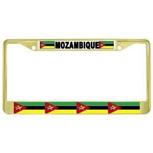  Mozambique Mozambican Flag Gold Tone Metal License Plate 