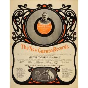  1904 Ad Victor Talking Machine Caruso Record Player 