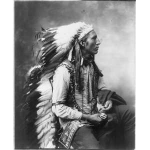    John Comes Again,Indian,c1899,Headdress,seated,Heyn