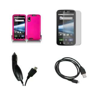 Motorola Atrix 4G (AT&T) Premium Combo Pack   Hot Pink Hard Rubberized 