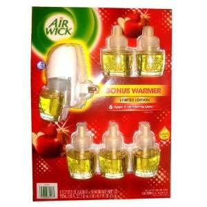 Air Wick 1 Scented Oil Warmer + 6 Refills Apples and Shimmering Spice 