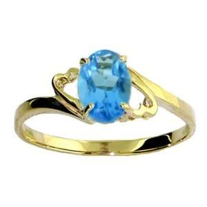  Genuine Oval Blue Topaz 14k Gold Promise Ring Jewelry