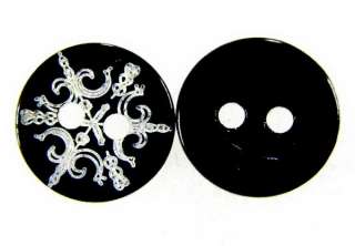 22 ANTIQUE PATTERN STYLE BLACK SEWING BUTTON CRAFT C448  