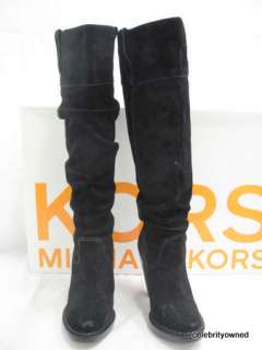 Michael Kors Black Suede Daria Wood Heels Boots 6 M  