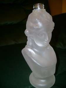 Old Frosted Glass Figural Perfume Bottle Virgin Mary  