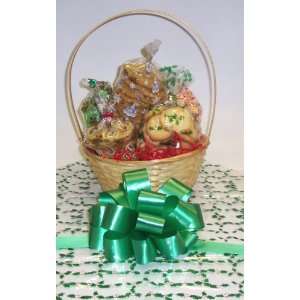Scotts Cakes Small Sampler Cookie Basket with Handle Holly Wrapping 