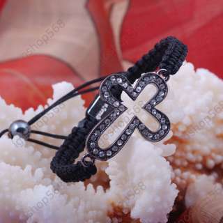   cross magnetite braiding bracelet macrame knot shamballa style  