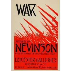  1924 Lithograph War Rifles C.R.W. Nevinson Mini Poster 