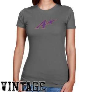 NCAA Evansville Purple Aces Ladies Charcoal Distressed Logo Vintage 