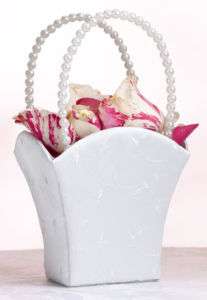 White Embroidered Wedding Flower Girl Basket  New  