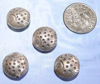 Thai Hill Tribe Silver Bead Round Fish Design Puff Coin  