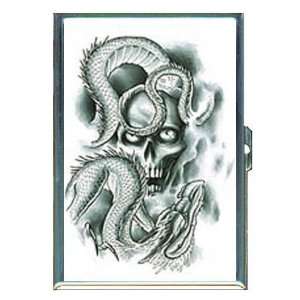  Skull Snakes Horror Tattoo Art ID Holder, Cigarette Case 
