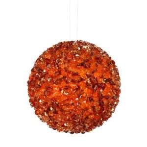  4.3 Orange Sequin Ball Ornament w/ String