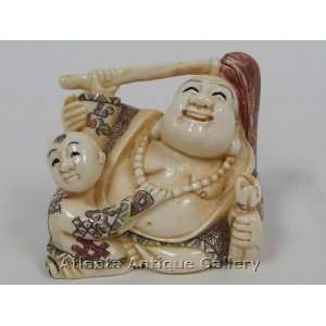  Netsuke of Hotei and Child Toys & Games