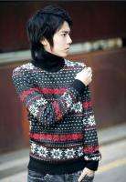 2011 Men Fashion Bohemian Warm Jacquard High collar Sweater Black 