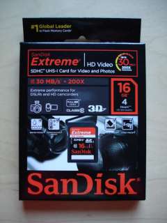 SanDisk 16GB 16 GB Extreme HD Video SD SDHC CLASS10  