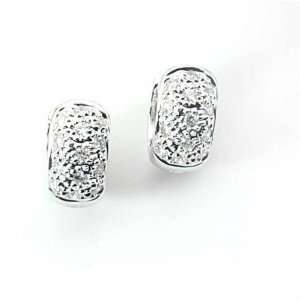  Ladies Diamond Pave Huggie Earrings Jewelry