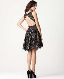 NEW$348 BCBG MAX AZRIA KATARINA CUTOUT BELTED SEQUINED LACE COCKTAIL 