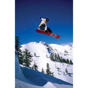  Snowboarder Red Board Poster Print